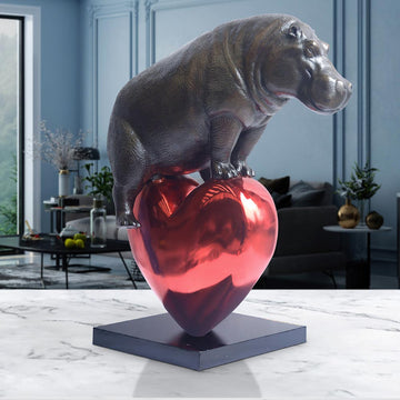 Hippo with a Heart (Bronze Sculpture)