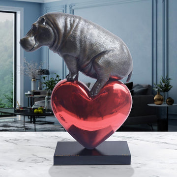 Hippo with a Heart (Bronze Sculpture)