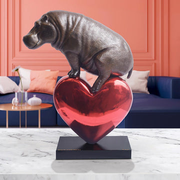 Hippo with a Heart (Bronze Sculpture)