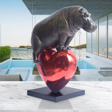 Hippo with a Heart (Bronze Sculpture)
