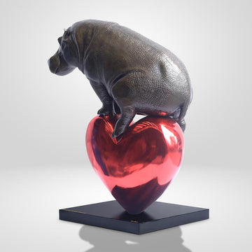 Hippo with a Heart (Bronze Sculpture)