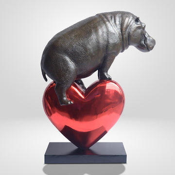 Hippo with a Heart (Bronze Sculpture)