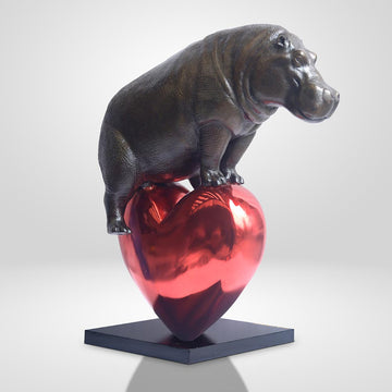 Hippo with a Heart (Bronze Sculpture)