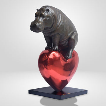 Hippo with a Heart (Bronze Sculpture)