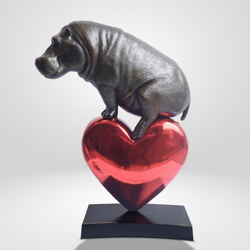 Hippo with a Heart (Bronze Sculpture)
