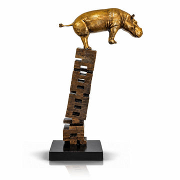 If Golden Hippos Get Knocked Down They Will Get Back Up Again (Bronze Sculpture)