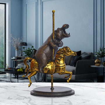 Hippo Goes Round and Round (Bronze Sculpture, Small)