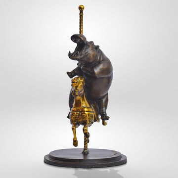Hippo Goes Round and Round (Bronze Sculpture, Small)