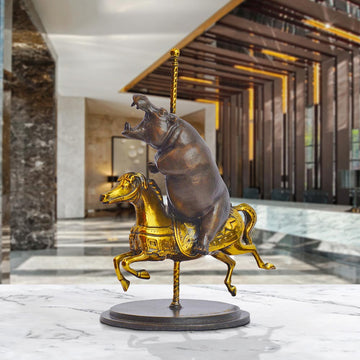 Hippo Goes Round and Round (Bronze Sculpture, Small)
