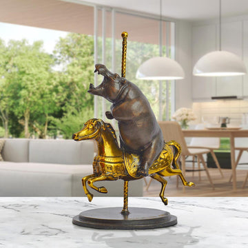 Hippo Goes Round and Round (Bronze Sculpture, Small)