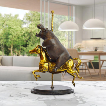Hippo Goes Round and Round (Bronze Sculpture, Small)