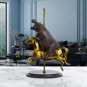Hippo Goes Round and Round (Bronze Sculpture, Small)