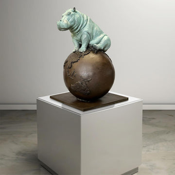 Hippo on Top of the World (Bronze Sculpture)
