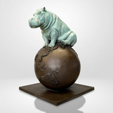 Hippo on Top of the World (Bronze Sculpture)