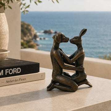 The Moment Our Kiss Stopped Time (Bronze Sculpture, Miniature)