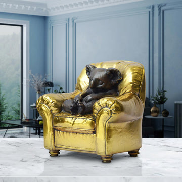 Koala Me Time on a Chair (Bronze Sculpture, Miniature Collection)
