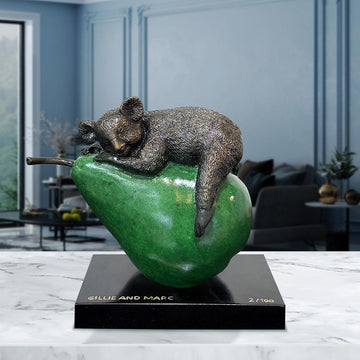 Koalas Will Pear for a Greener Life (Bronze Sculpture, Miniature)