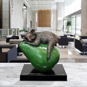 Koalas Will Pear for a Greener Life (Bronze Sculpture, Miniature)