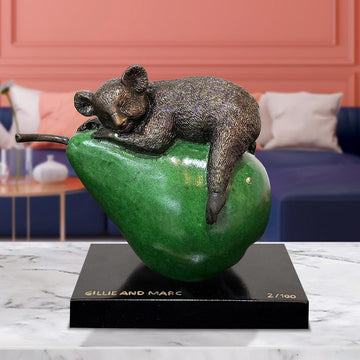 Koalas Will Pear for a Greener Life (Bronze Sculpture, Miniature)
