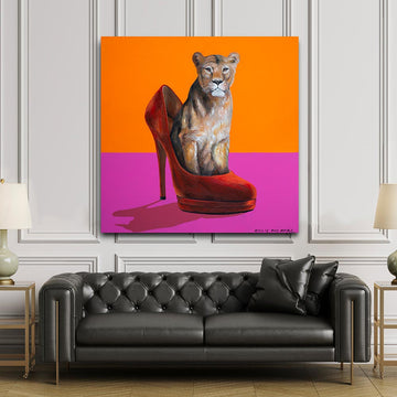 My Favourite Lioness in a Red Shoe (Original Painting)