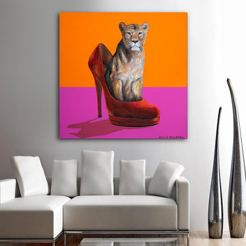 My Favourite Lioness in a Red Shoe (Original Painting)
