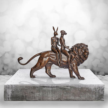 Lion Riders on a Mission (Bronze Sculpture, Small)