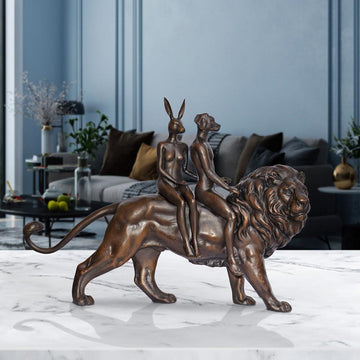 Lion Riders on a Mission (Bronze Sculpture, Small)