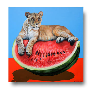 The Lioness on a Watermelon (Original Painting)