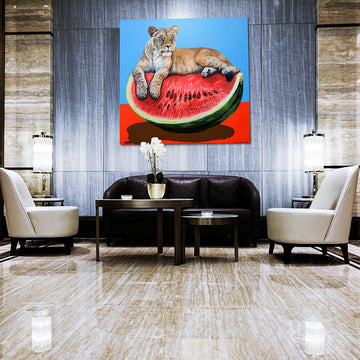 The Lioness on a Watermelon (Original Painting)