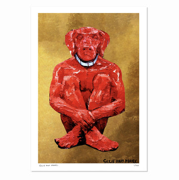 Lost Dog in Red and Gold (Print)