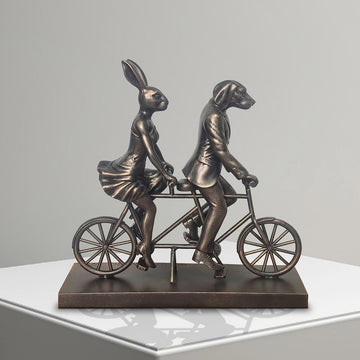 Rabbitwoman and Dogman Take Love for a Spin (Resin Sculpture)