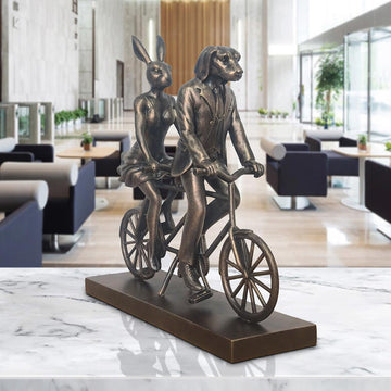 Rabbitwoman and Dogman Take Love for a Spin (Resin Sculpture)