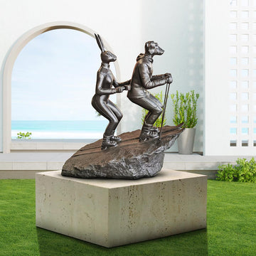 The Ski Lovers in Love (Bronze Sculpture, Mid-Size)
