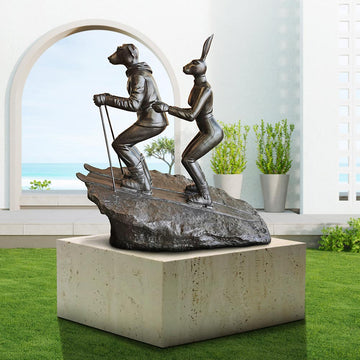 The Ski Lovers in Love (Bronze Sculpture, Mid-Size)