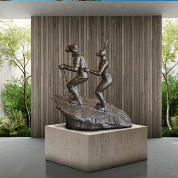 The Ski Lovers in Love (Bronze Sculpture, Mid-Size)