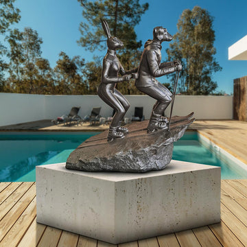 The Ski Lovers in Love (Bronze Sculpture, Mid-Size)