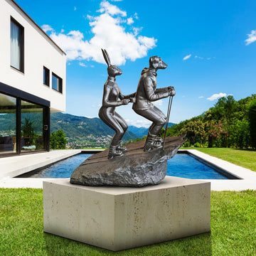 The Ski Lovers in Love (Bronze Sculpture, Mid-Size)