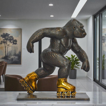 The Eastern Lowland Gorilla Races Against Time on Rollar Skates (Bronze Sculpture, Small)