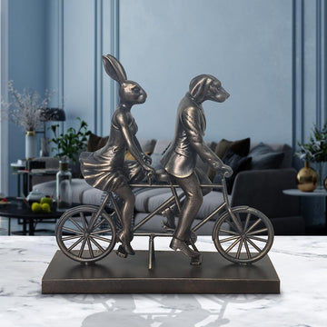 Rabbitwoman and Dogman Take Love for a Spin (Resin Sculpture)