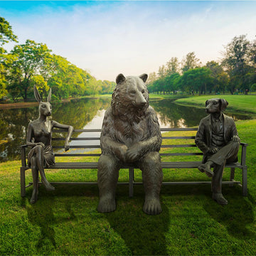 The Marsican Brown Bear Bench of Friendship (Bronze Sculpture)