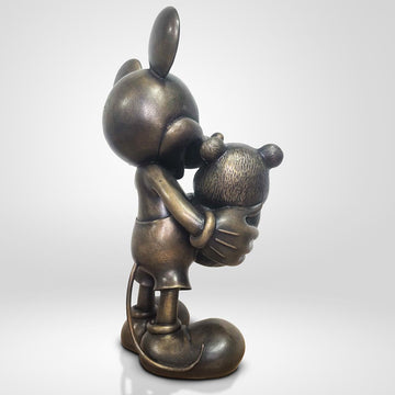 Mickey Loves Pandas (Bronze Sculpture, Miniature Collection)