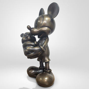 Mickey Loves Pandas (Bronze Sculpture, Miniature Collection)
