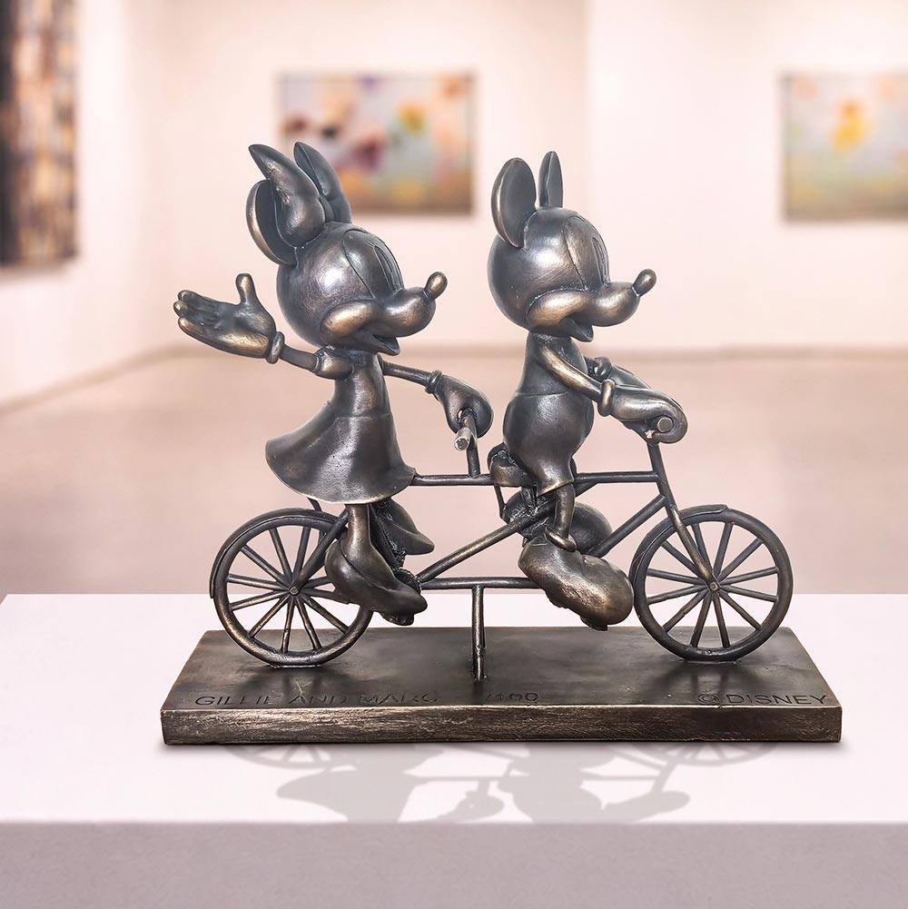 Mickey and Minnie Go Around the World with Love (Bronze Sculpture
