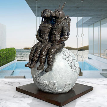 They Loved Each Other to the Full Moon and Back (Bronze Sculpture)