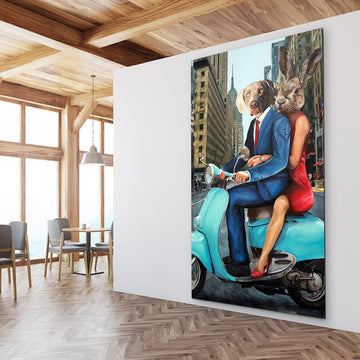 New York Vespa Lovers (Original Painting)