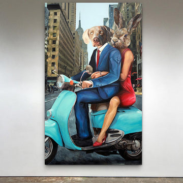New York Vespa Lovers (Original Painting)