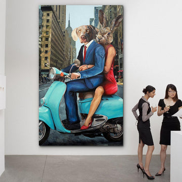 New York Vespa Lovers (Original Painting)