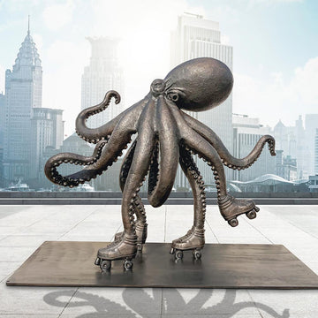 The Octopus Races on Rollers Skates (Bronze Sculpture)
