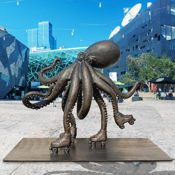 The Octopus Races on Rollers Skates (Bronze Sculpture)
