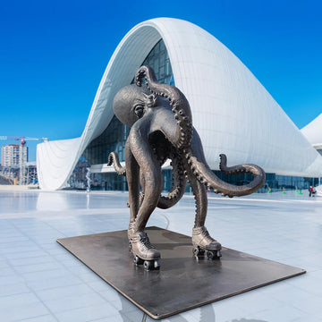 The Octopus Races on Rollers Skates (Bronze Sculpture)